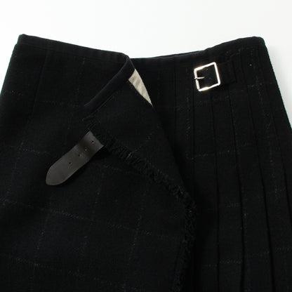 BLACK WINDOWPANE CHECK SKIRT