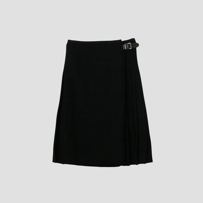 BLACK WINDOWPANE CHECK SKIRT