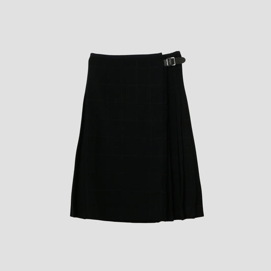 BLACK WINDOWPANE CHECK SKIRT