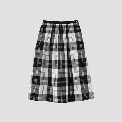 MONO CHECK SILK COTTON SKIRT