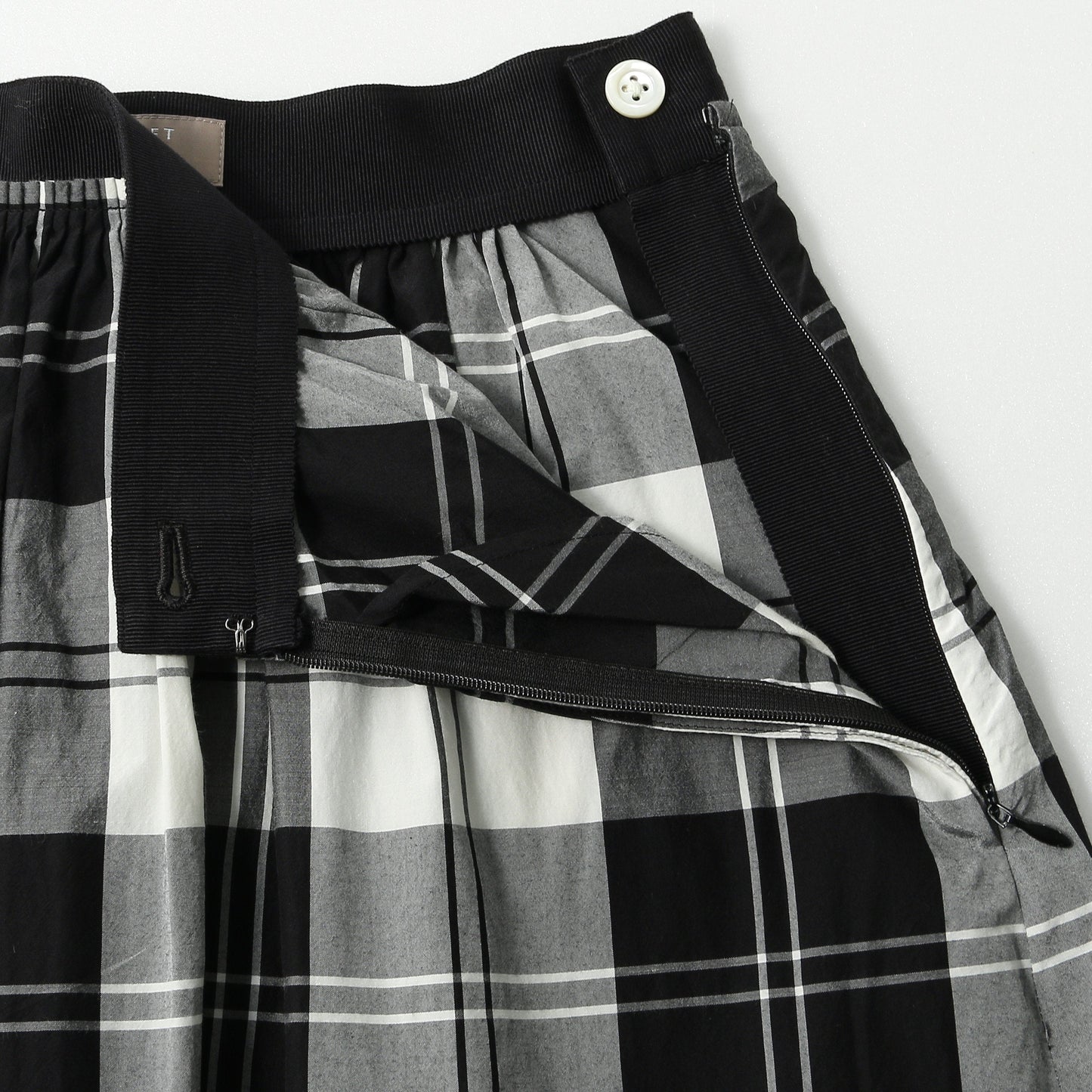 MONO CHECK SILK COTTON SKIRT