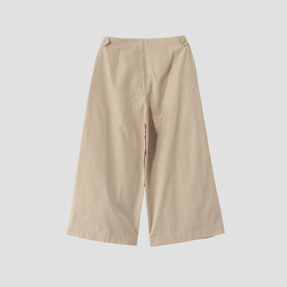 WASHED YARN DYE COTTON POPLIN TROUSERS