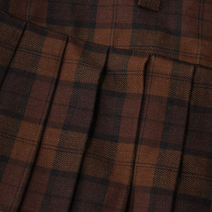 CHECK WOOL LINEN BLEND SKIRT