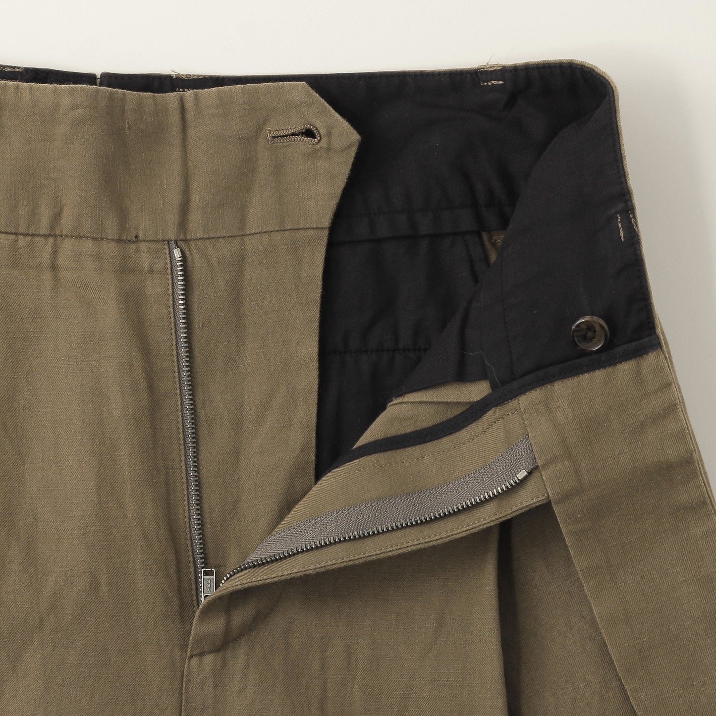 HIGH TWIST LINEN COTTON TWILL TROUSERS