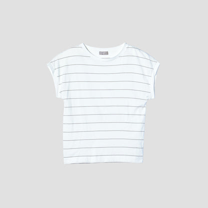 COTTON STRIPE SLOUCHY T SHIRT JERSEY
