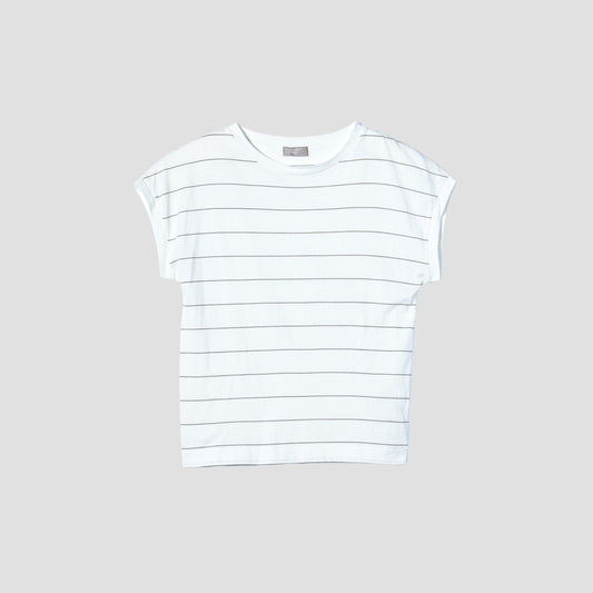 COTTON STRIPE SLOUCHY T SHIRT JERSEY