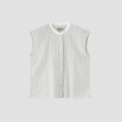 WIDE PJ STRIPE COTTON LINEN SHIRT
