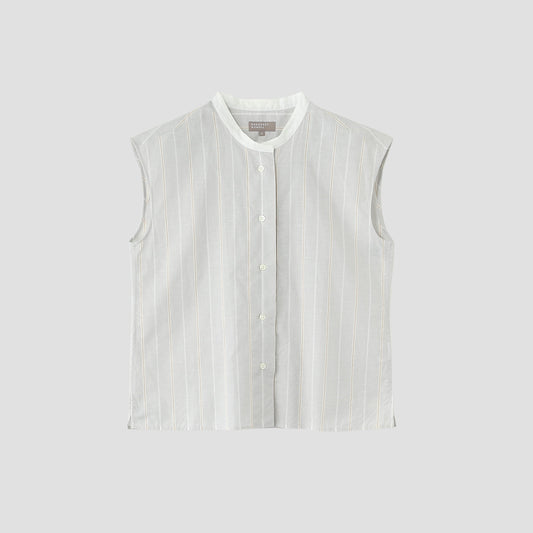 WIDE PJ STRIPE COTTON LINEN SHIRT