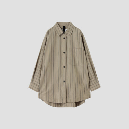WIDE STRIPE COTTON LINEN SHIRT