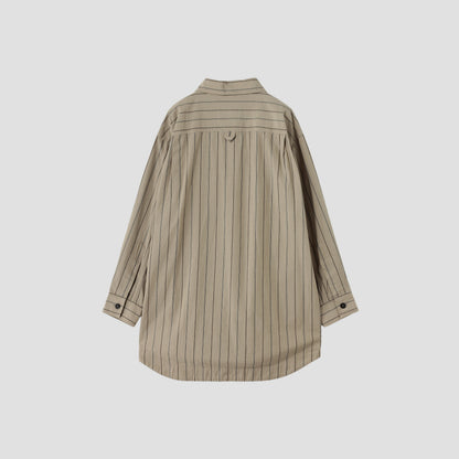 WIDE STRIPE COTTON LINEN SHIRT