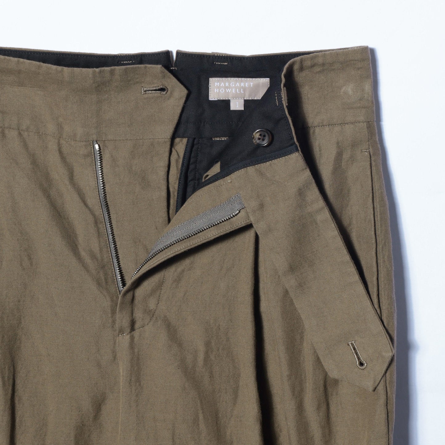HIGH TWIST LINEN COTTON TWILL TROUSERS