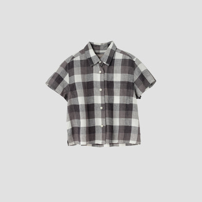 BLOCK CHECK LINEN SHIRT