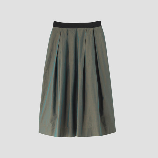 YARN DYED COTTON POPLIN SKIRT