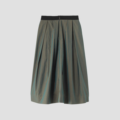 YARN DYED COTTON POPLIN SKIRT
