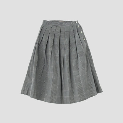 GINGHAM OVERCHECK COTTON SKIRT