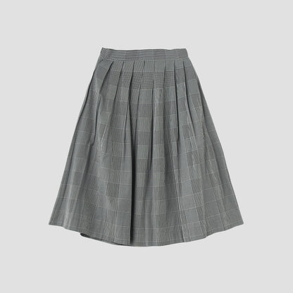 GINGHAM OVERCHECK COTTON SKIRT