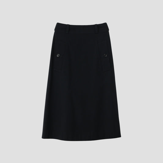 WOOL COTTON TWILL SKIRT