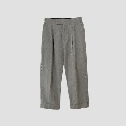 COTTON LINEN GINGHAM TROUSERS