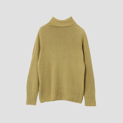 LINEN COTTON WIDE ROLL NECK KNIT