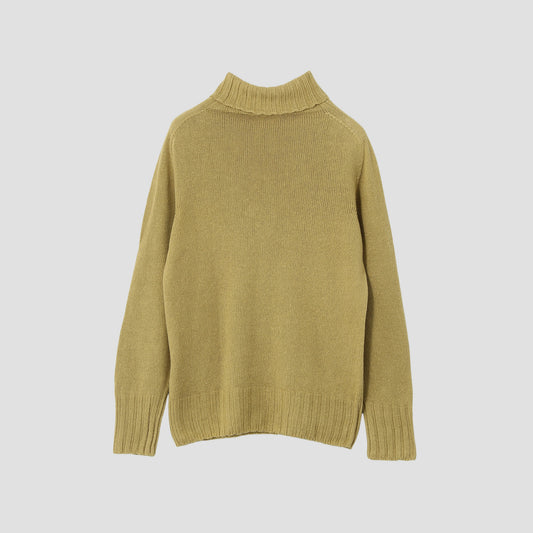 LINEN COTTON WIDE ROLL NECK KNIT
