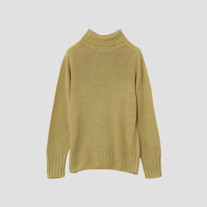 LINEN COTTON WIDE ROLL NECK KNIT