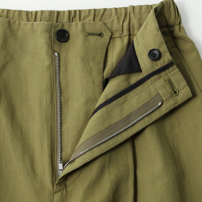 PLAIN WEAVE COTTON LINEN TROUSERS