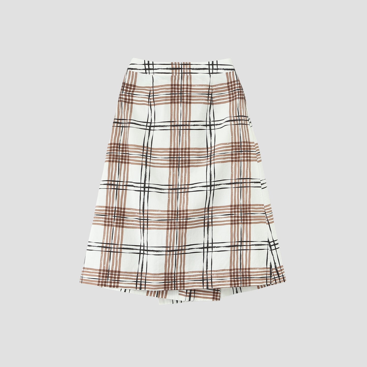 PAINTED CHECK COTTON LINEN SKIRT
