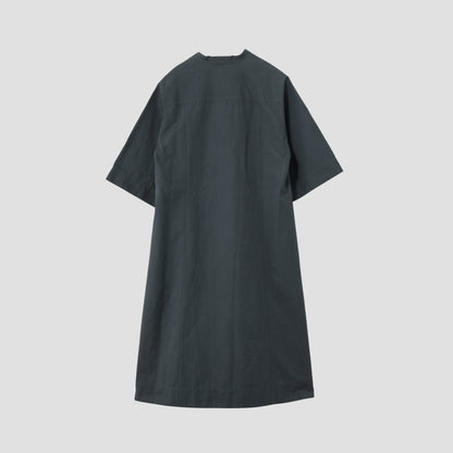 PLAIN WEAVE COTTON LINEN DRESS