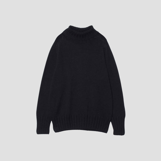 LINEN COTTON WIDE ROLL NECK KNIT