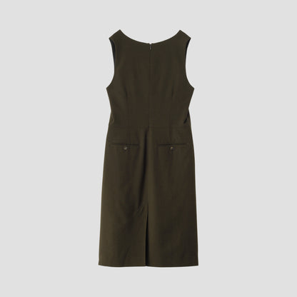 MILLED WOOL TWILL DRESS