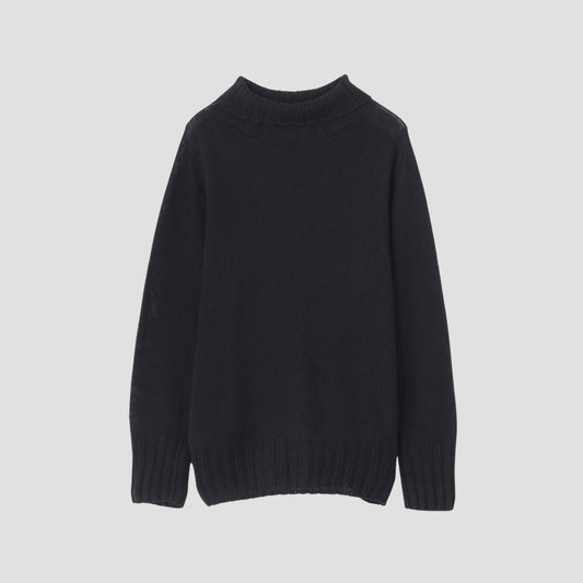 LINEN COTTON WIDE ROLL NECK KNIT