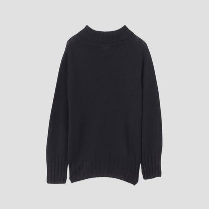 LINEN COTTON WIDE ROLL NECK KNIT