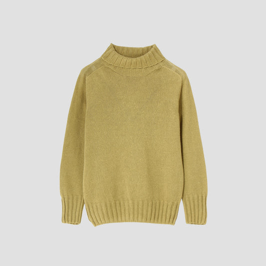 LINEN COTTON WIDE ROLL NECK KNIT