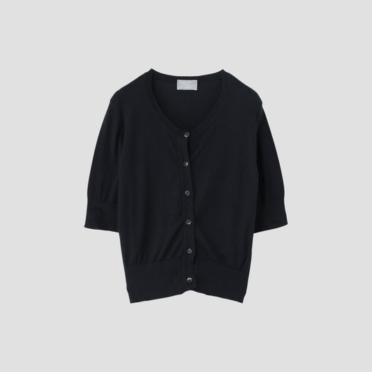SEA ISLAND COTTON HIGH RIB CARDIGAN KNIT