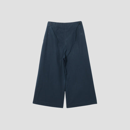 WASHED YARN DYE COTTON POPLIN TROUSERS