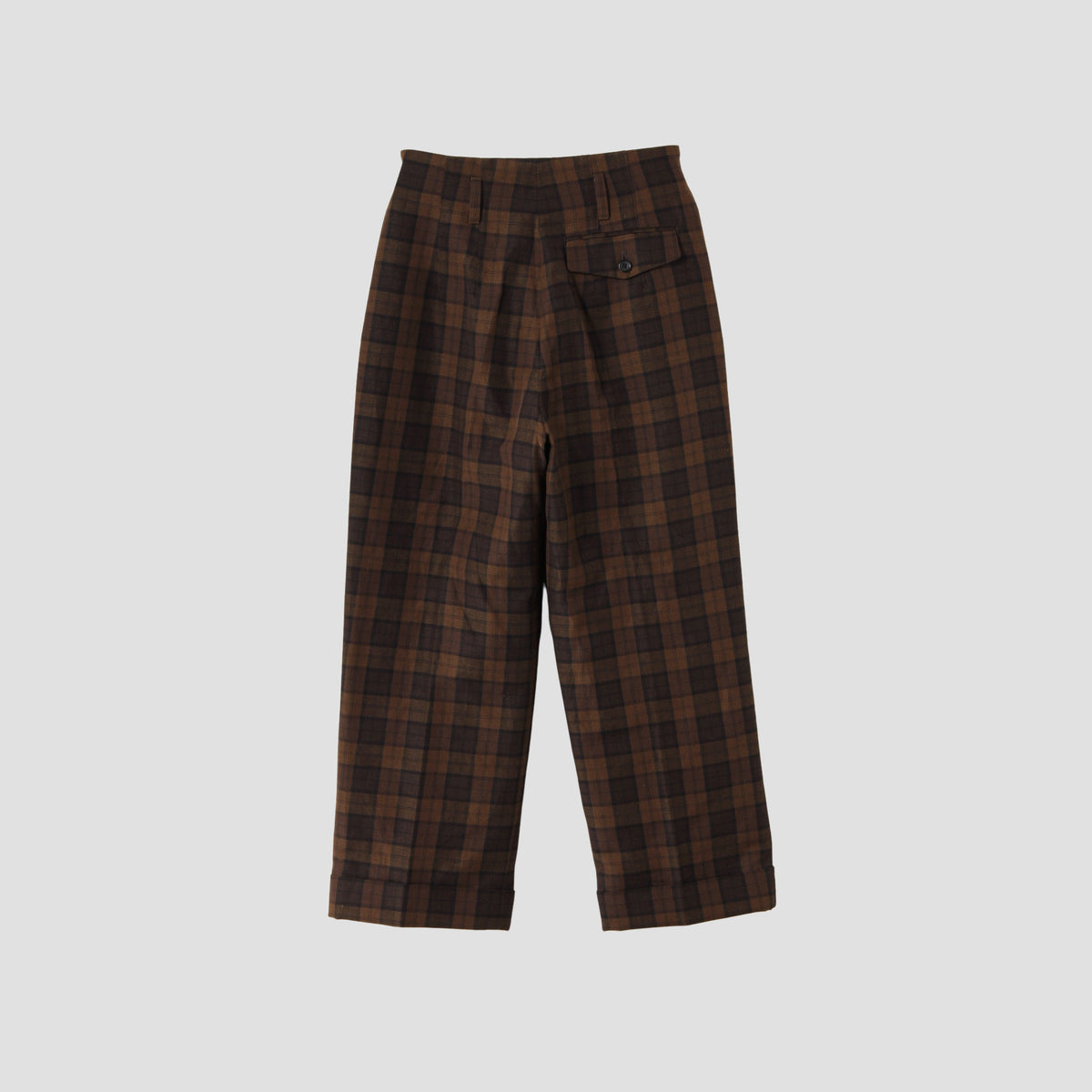 CHECK WOOL LINEN BLEND TROUSERS