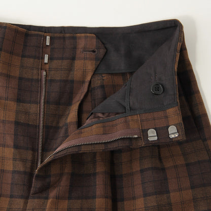 CHECK WOOL LINEN BLEND TROUSERS