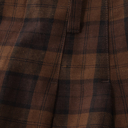 CHECK WOOL LINEN BLEND TROUSERS
