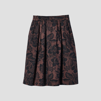 DAMASK COTTON LINEN TWILL SKIRT