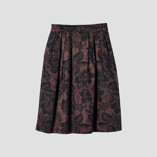 DAMASK COTTON LINEN TWILL SKIRT