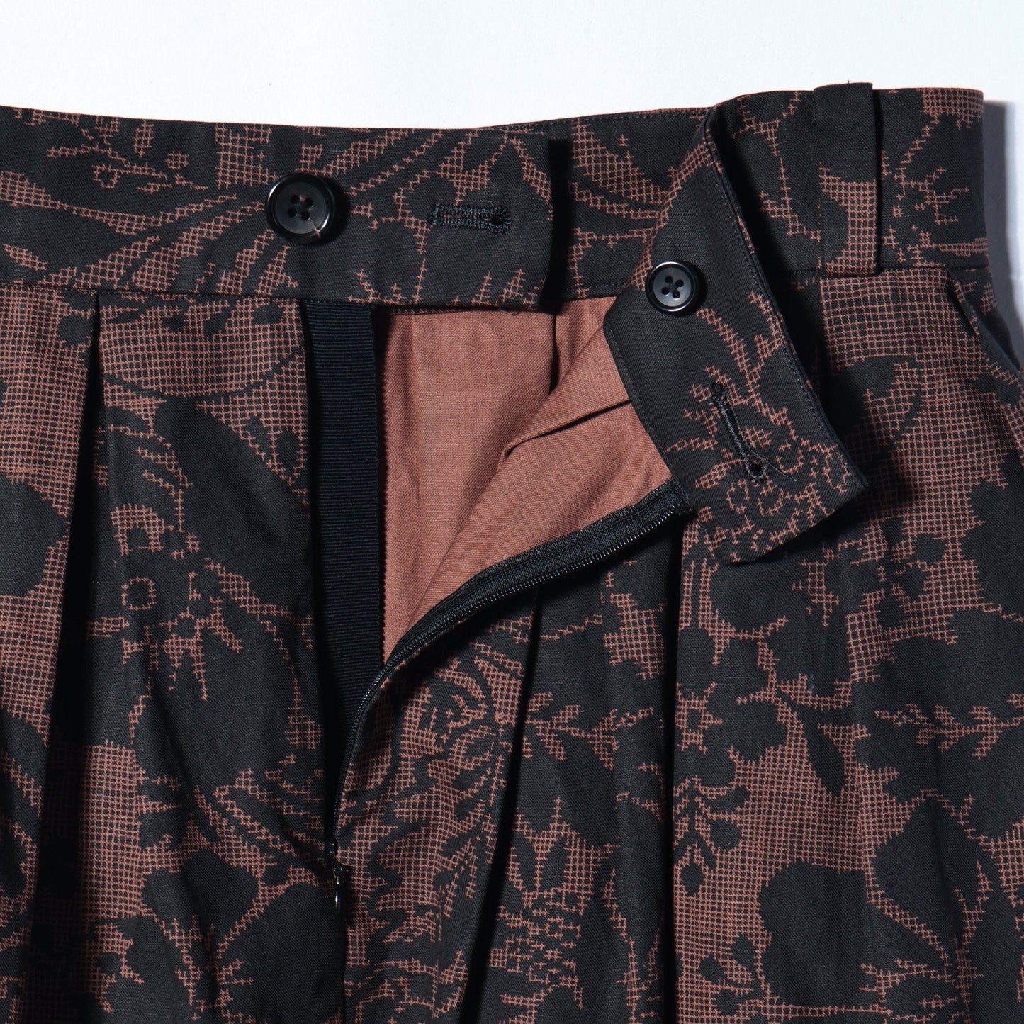 DAMASK COTTON LINEN TWILL SKIRT