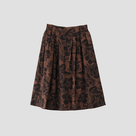DAMASK COTTON LINEN TWILL SKIRT