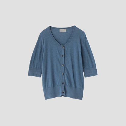 SEA ISLAND COTTON HIGH RIB CARDIGAN KNIT