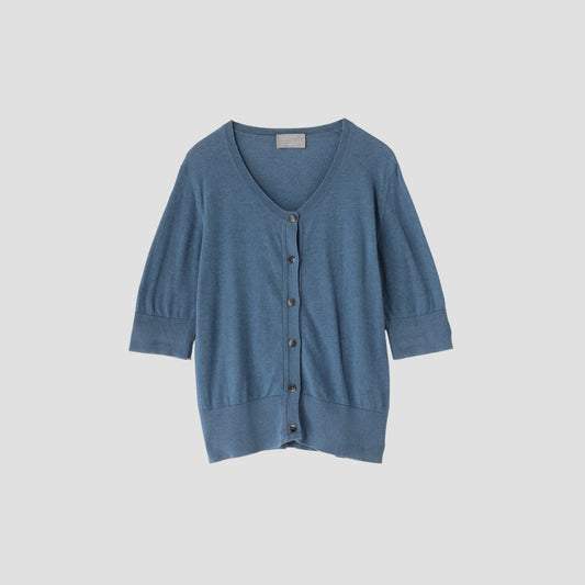 SEA ISLAND COTTON HIGH RIB CARDIGAN KNIT
