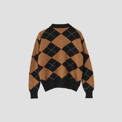 MERINO CASHMERE ARGYLE KNIT