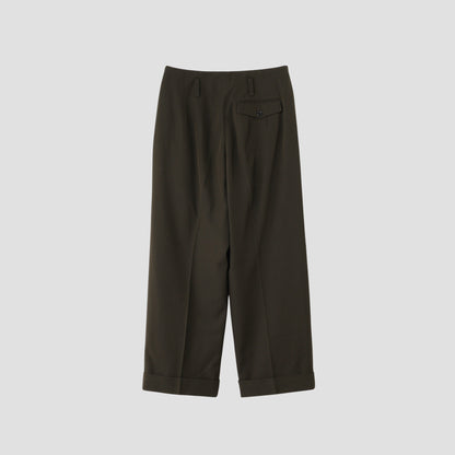 COMPACT COTTON WOOL TROUSERS