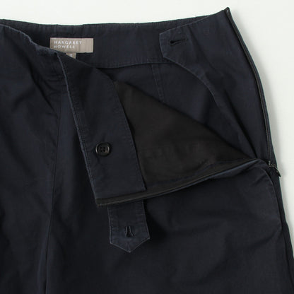 WASHED YARN DYE COTTON POPLIN TROUSERS