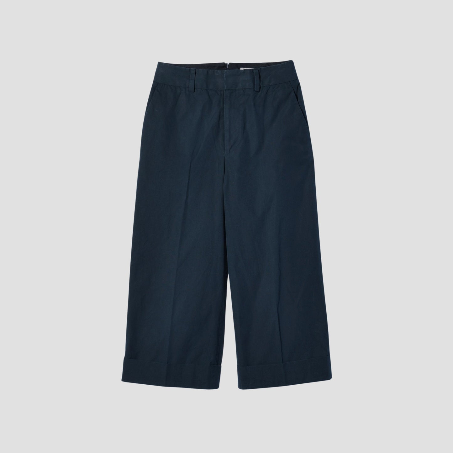 WASHED YARN DYE COTTON POPLIN TROUSERS