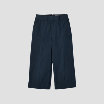 WASHED YARN DYE COTTON POPLIN TROUSERS