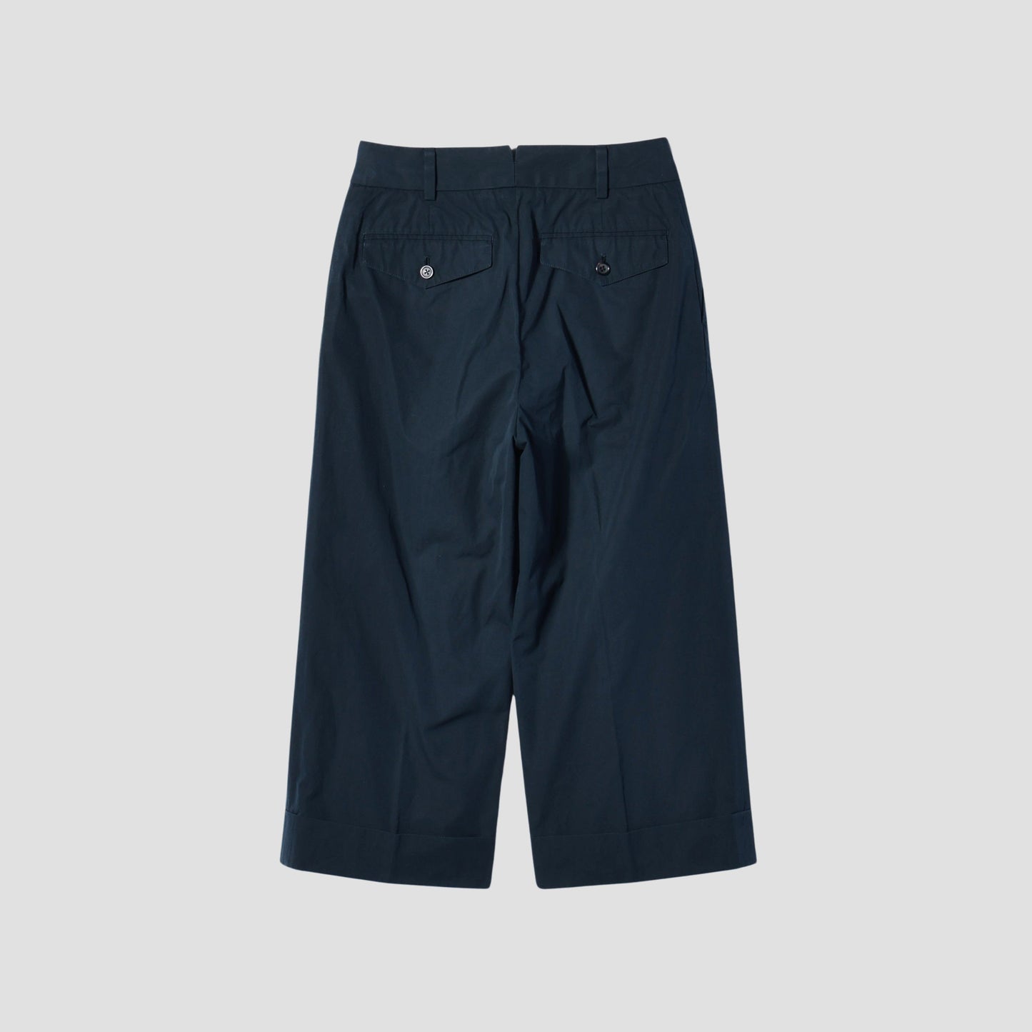 WASHED YARN DYE COTTON POPLIN TROUSERS
